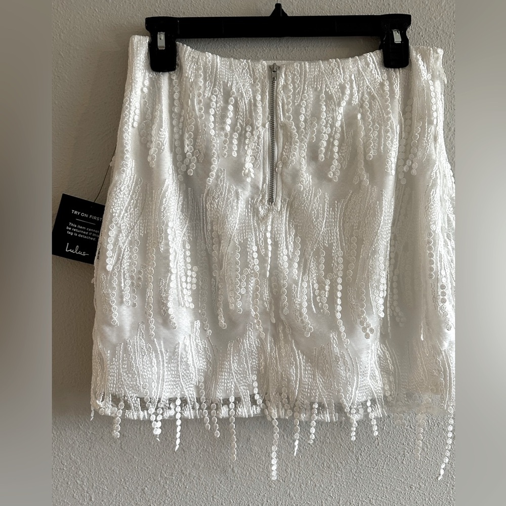 A5 #264 Dancing in a Dream White Fringe Lace-Up Two-Piece Mini Dress size medium - Picture 10 of 13